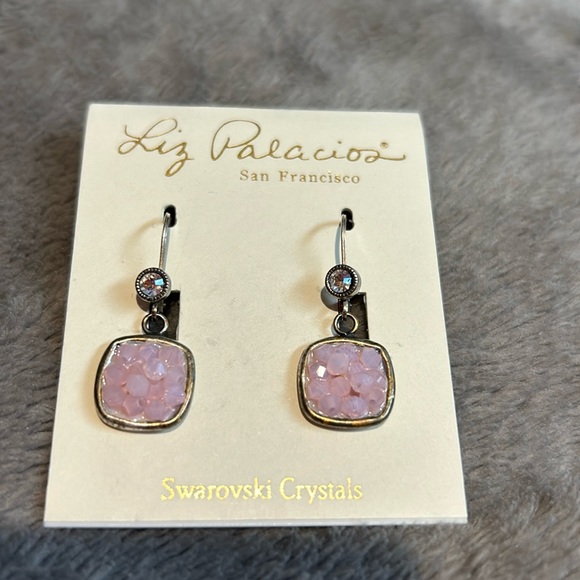 Liz Palacios Swarovski Pink Rock Candy Crystal Earrings-Boutique - Picture 1 of 6